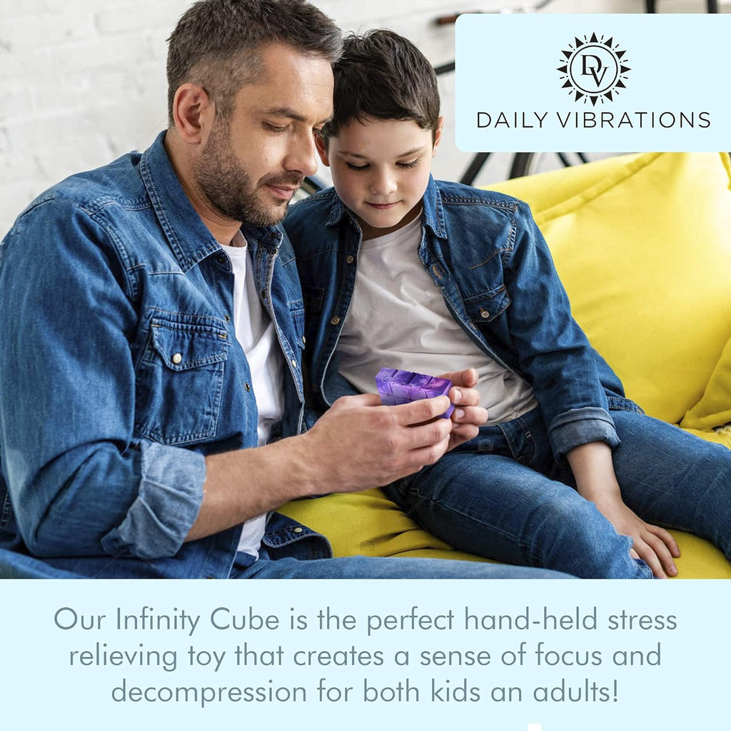 Infinity Cubes, Durable Stress Relieving Purple Galaxy Fidget Toy, Stress and Anxiety Relief Fidget Cube, Relaxing Hand-Held Fidget Toys for Adults and Kids