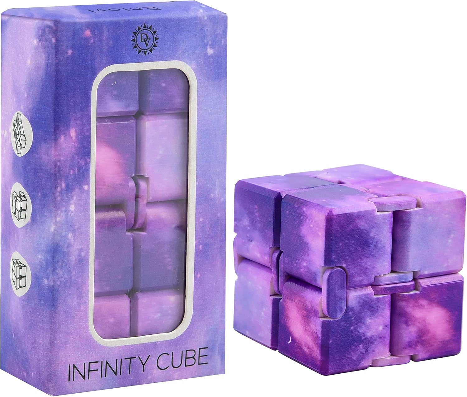 Infinity Cubes, Durable Stress Relieving Purple Galaxy Fidget Toy, Stress and Anxiety Relief Fidget Cube, Relaxing Hand-Held Fidget Toys for Adults and Kids